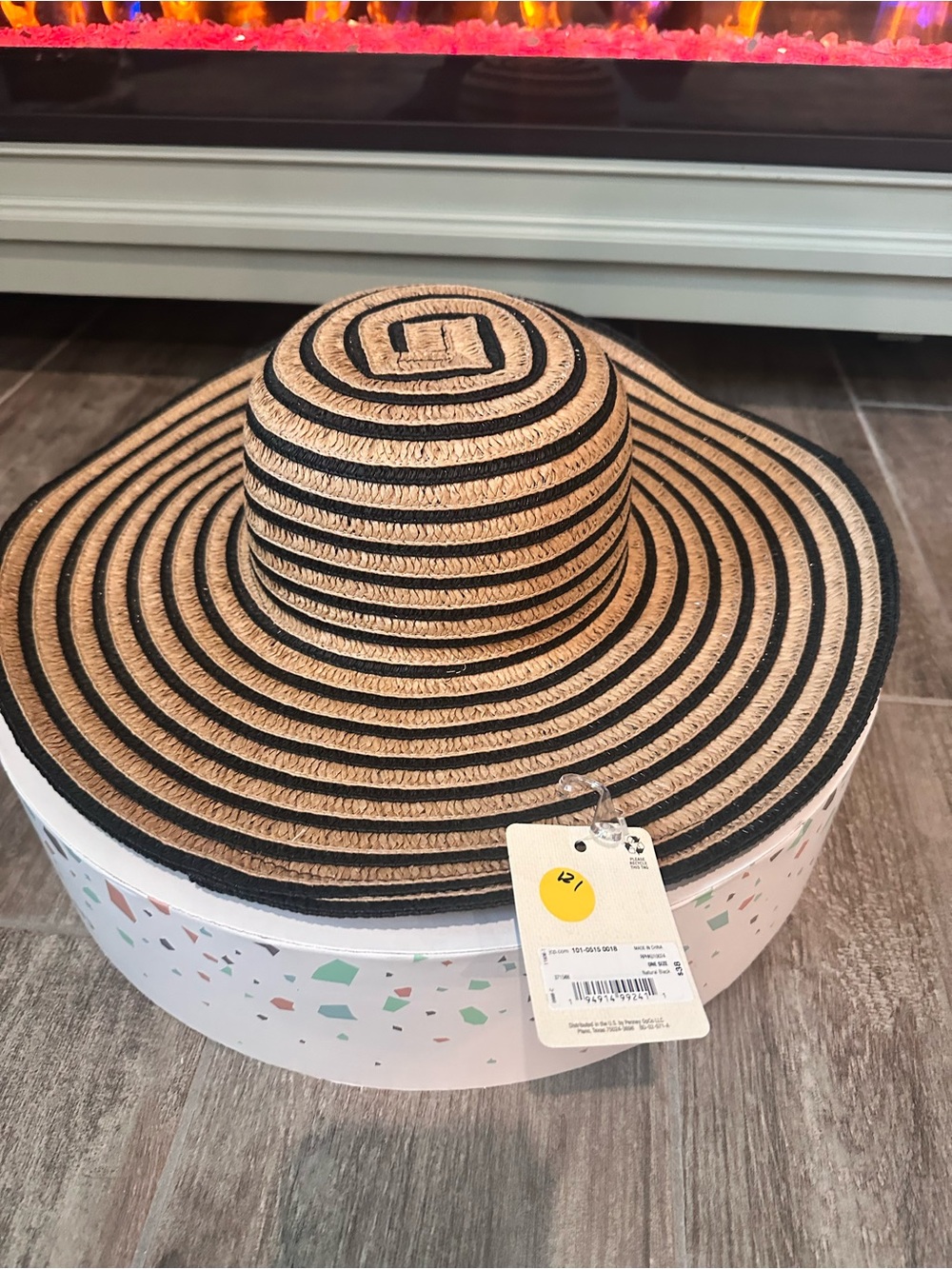 Ana Natural & Black Striped Straw Sun Hat